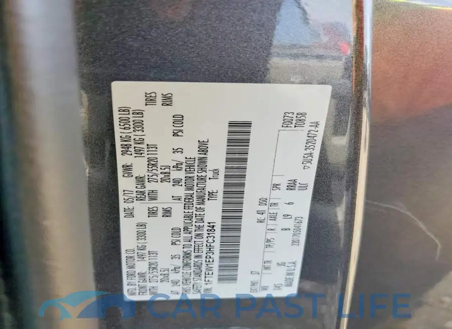 1FTEW1EP3HFC31841# 12