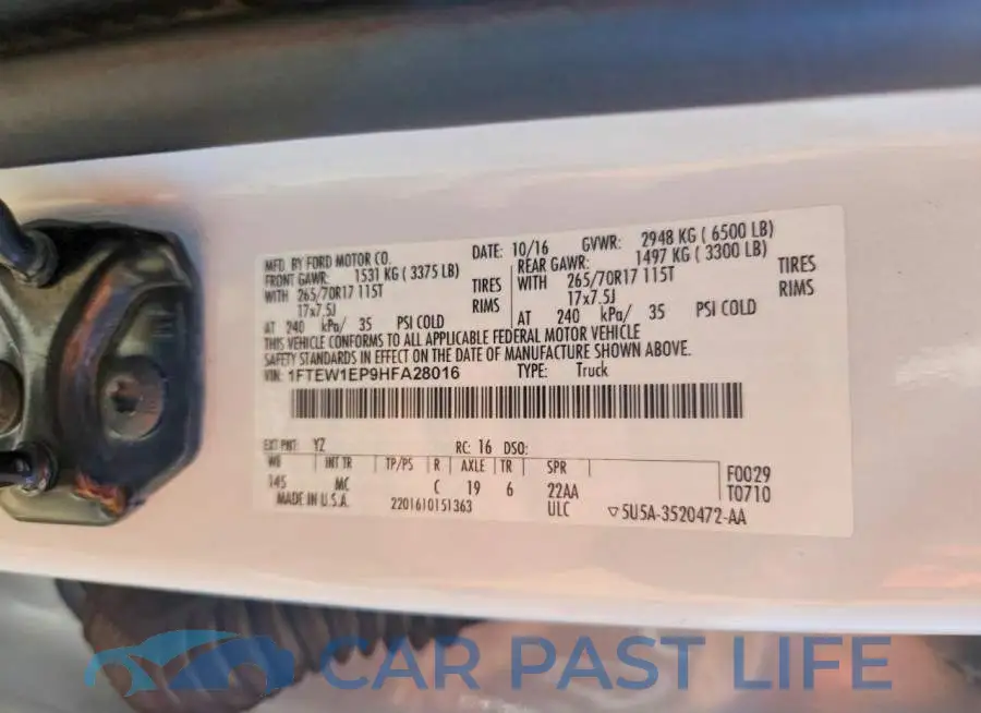 1FTEW1EP9HFA28016# 12