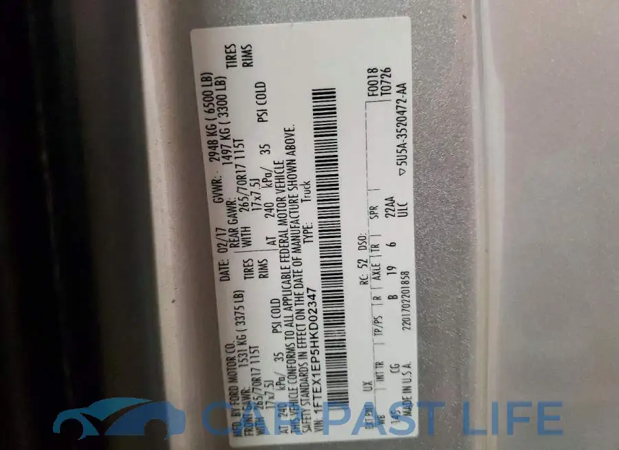 1FTEX1EP5HKD02347# 12