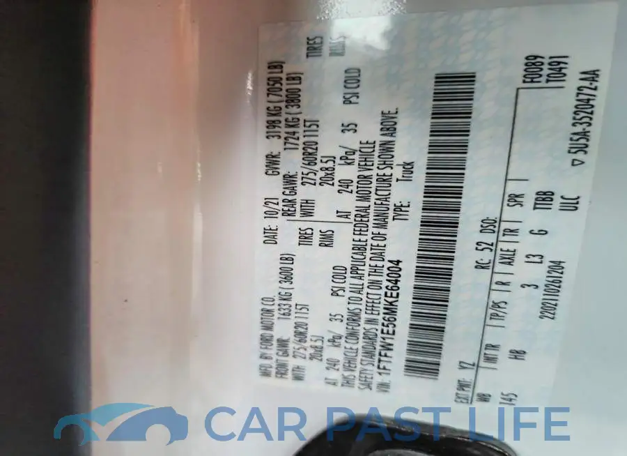 1FTFW1E56MKE64004# 12