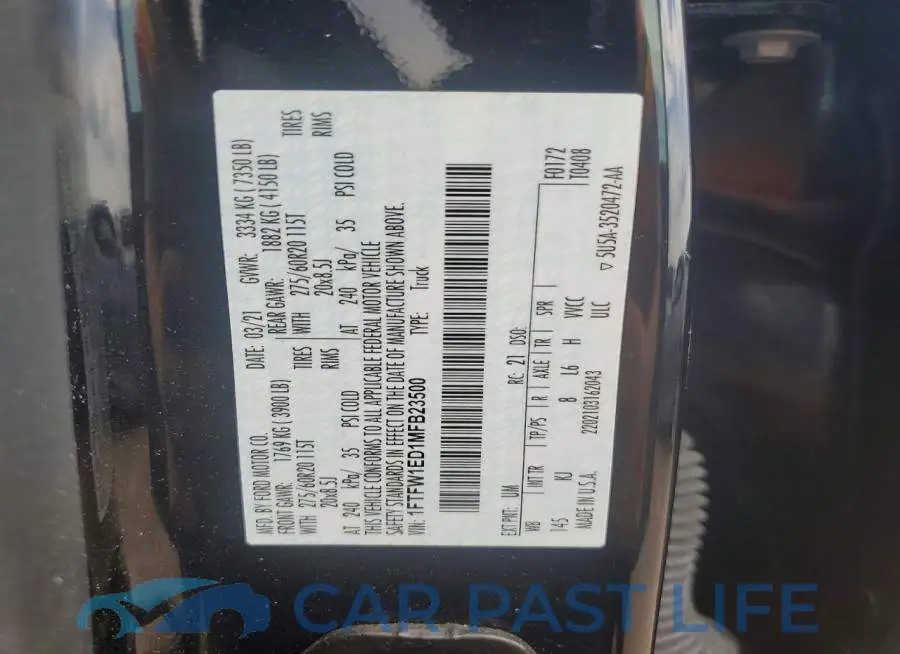 1FTFW1ED1MFB23500# 12