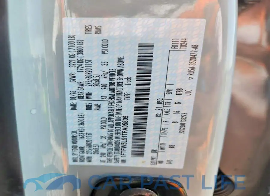 1FTFW5L51TFA05805# 12