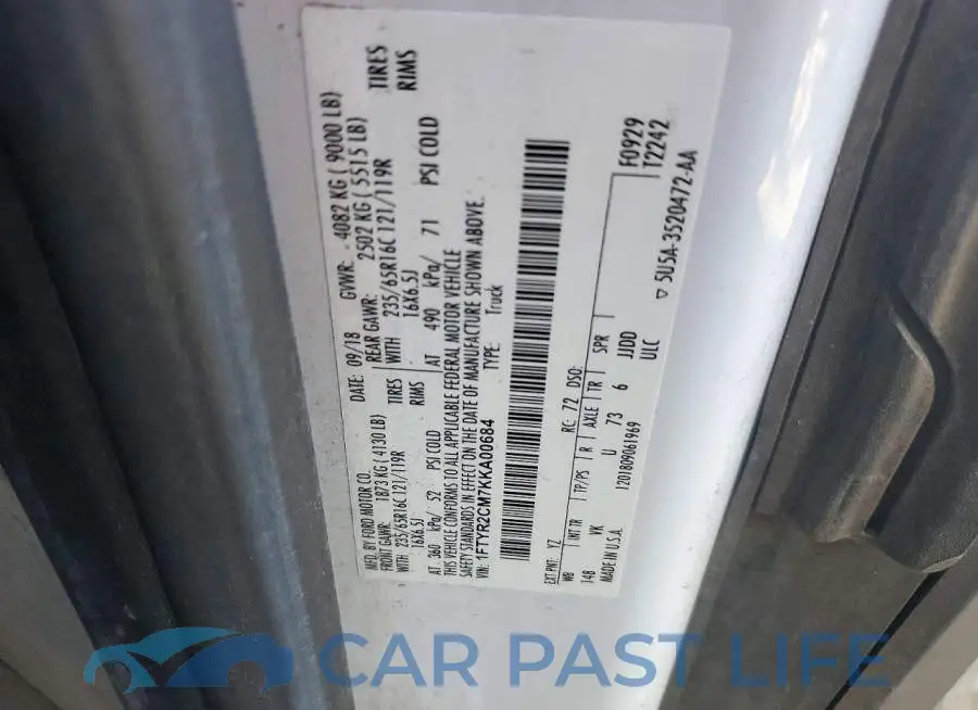 1FTYR2CM7KKA00684# 13