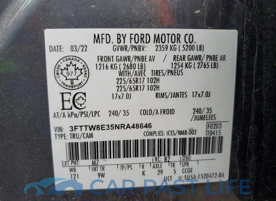 3FTTW8E35NRA48646# 12