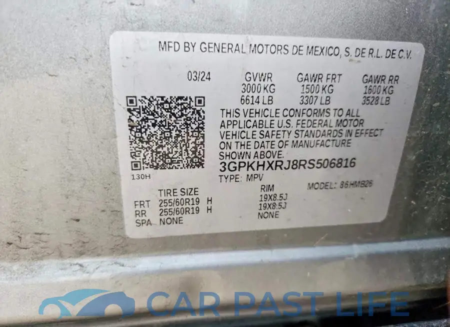 3GPKHXRJ8RS506816# 12