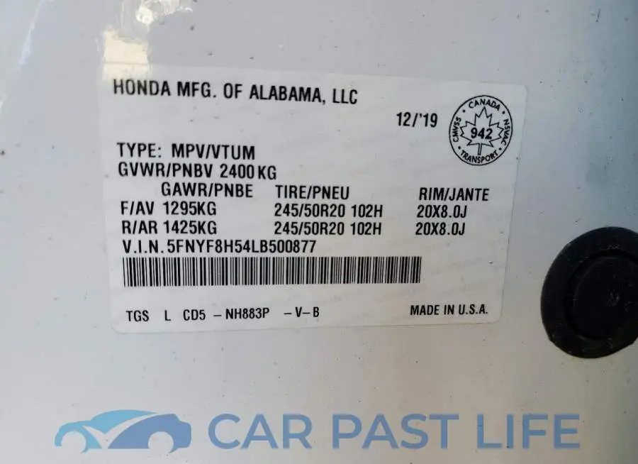 5FNYF8H54LB500877# 13
