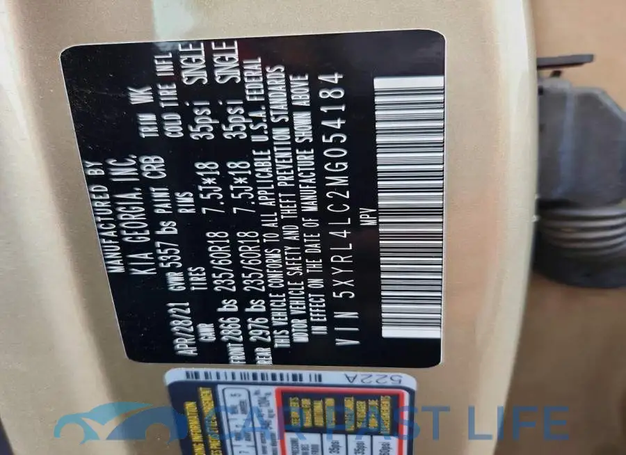 5XYRL4LC2MG054184# 13