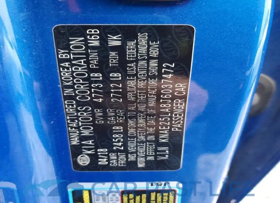 KNAE25LA8J6037472# 12