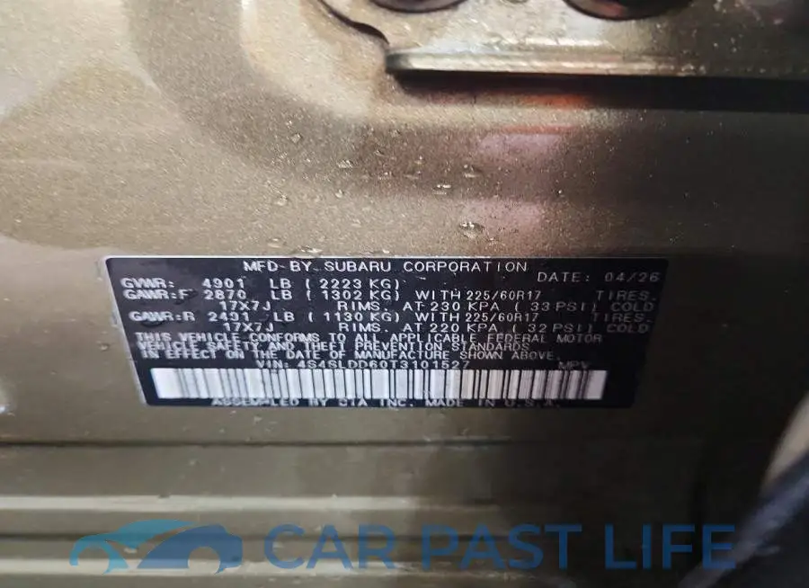 4S4SLDD60T3101527# 13