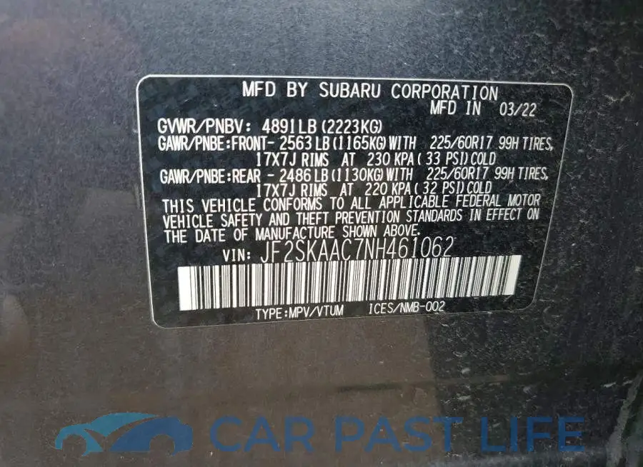 JF2SKAAC7NH461062# 13