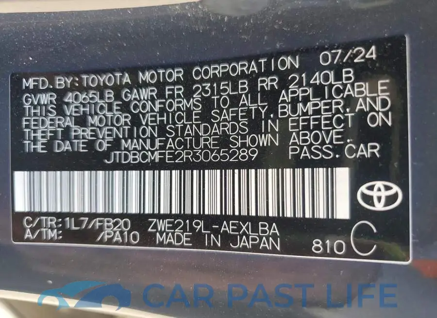 JTDBCMFE2R3065289# 12