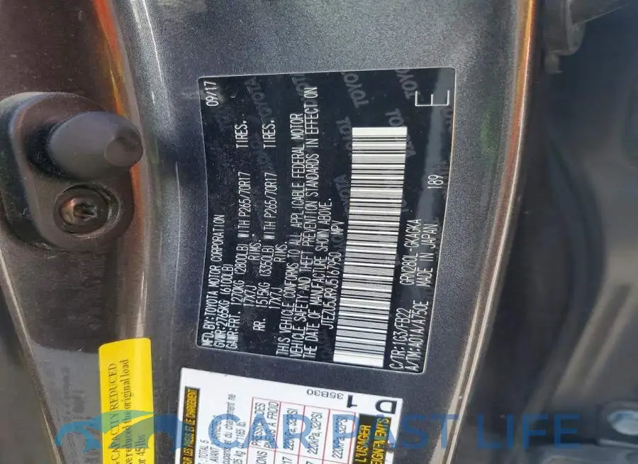 JTEZU5JR9J5167950# 12