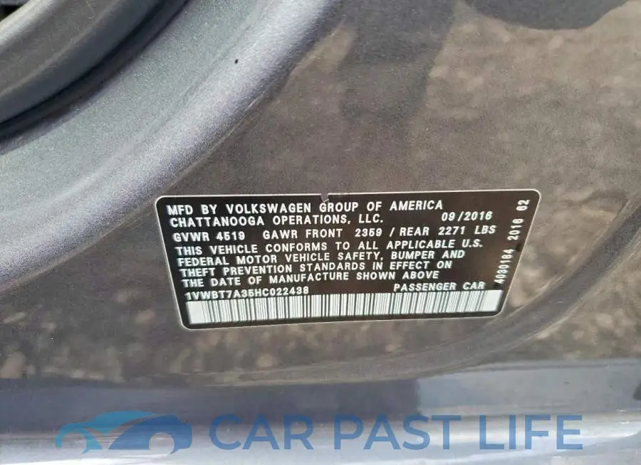 1VWBT7A35HC022438# 12