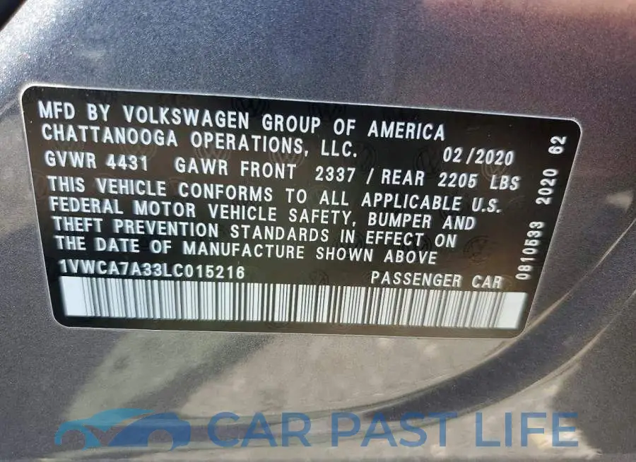 1VWCA7A33LC015216# 12
