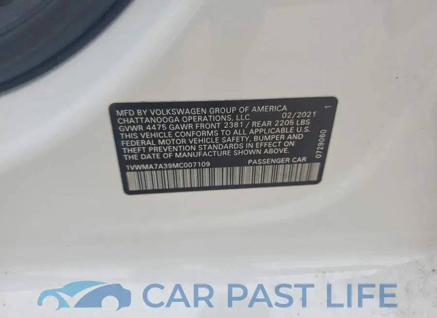 1VWMA7A39MC007109# 12