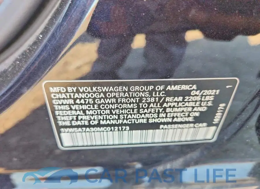 1VWSA7A30MC012173# 12