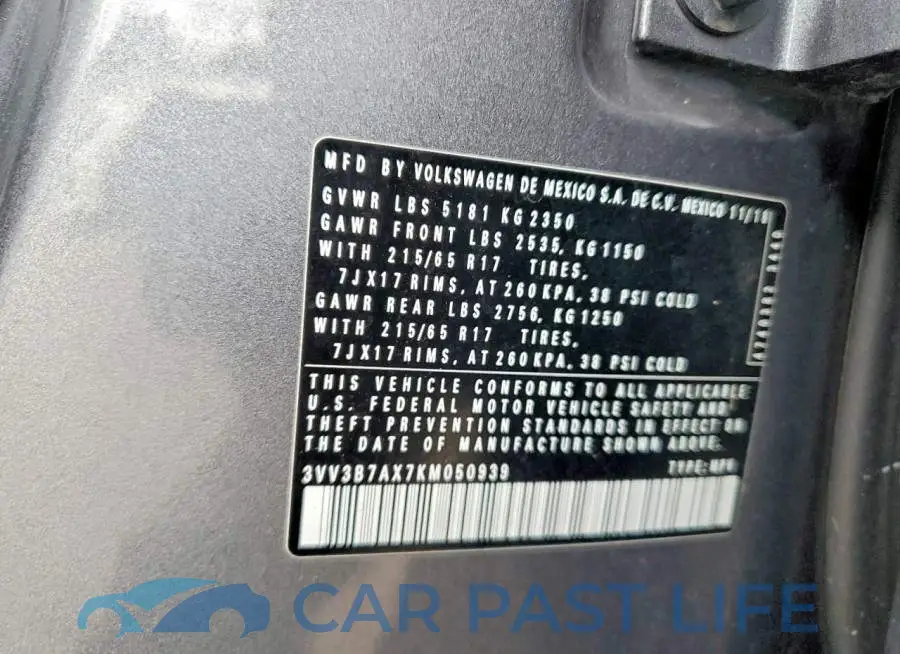 3VV3B7AX7KM050939# 13