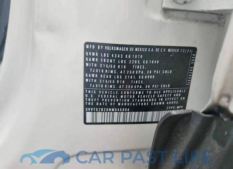 3VVTX7B20NM045994# 13