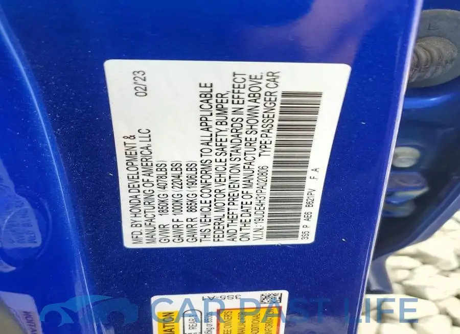 19UDE4H31PA020806# 12