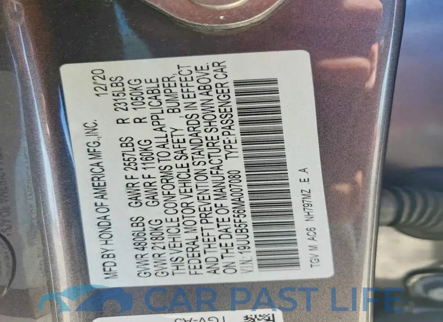 19UUB5F56MA007080# 12