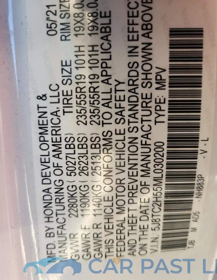 5J8TC2H55ML030200# 14