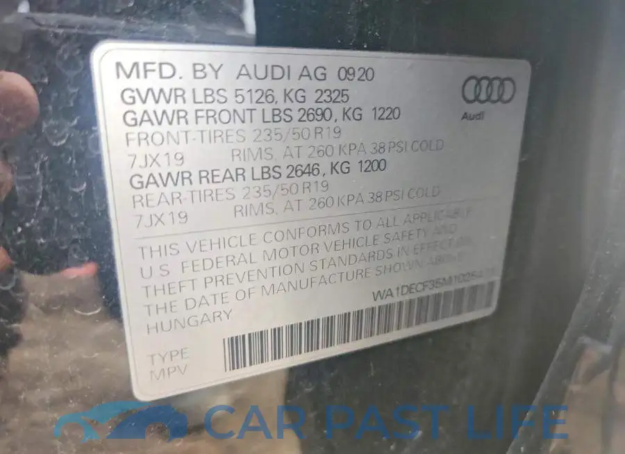 WA1DECF35M1025413# 12