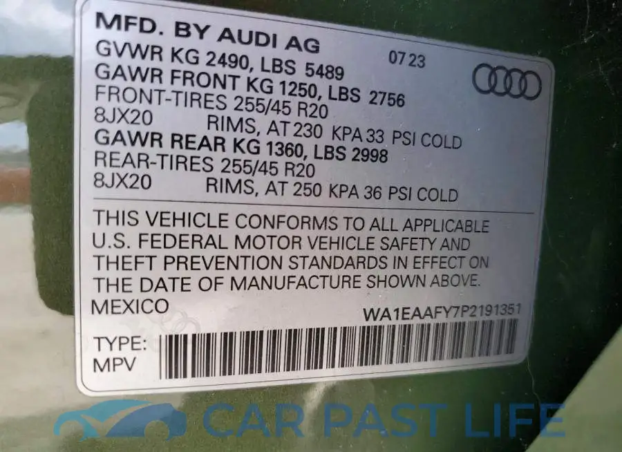 WA1EAAFY7P2191351# 13