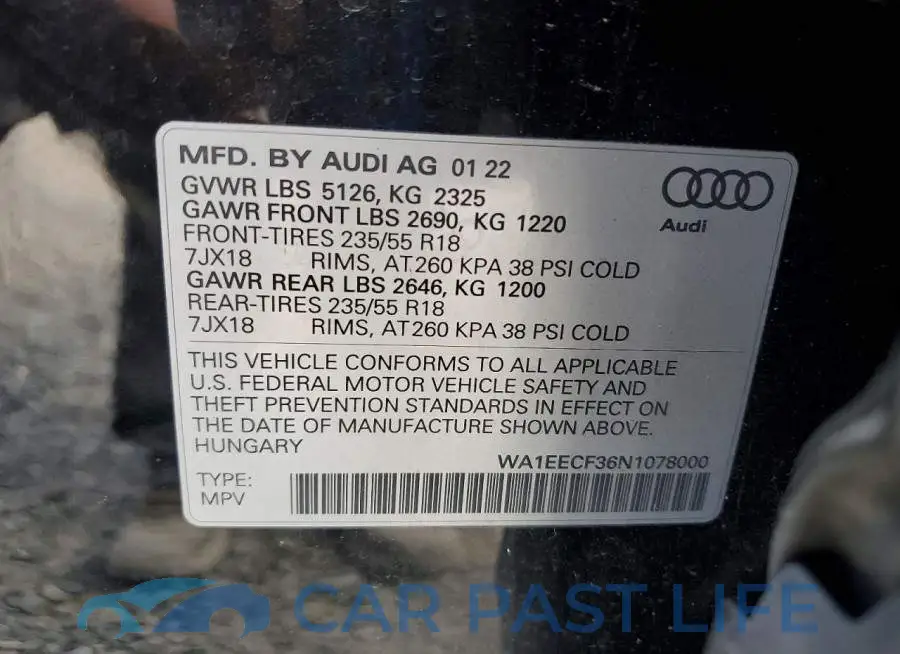 WA1EECF36N1078000# 14