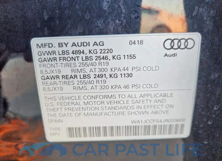 WA1JCCFS4JR033600# 12