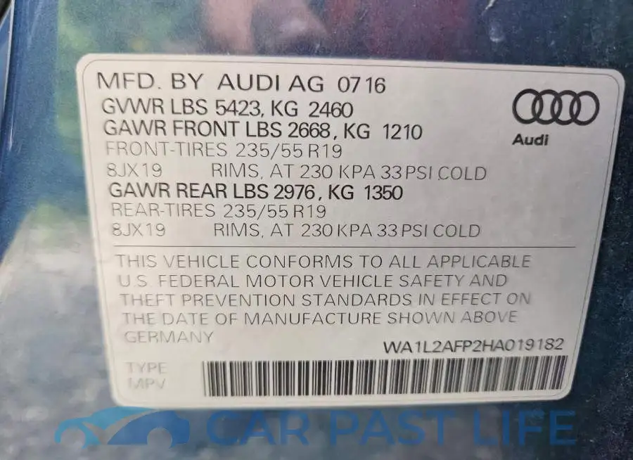 WA1L2AFP2HA019182# 13