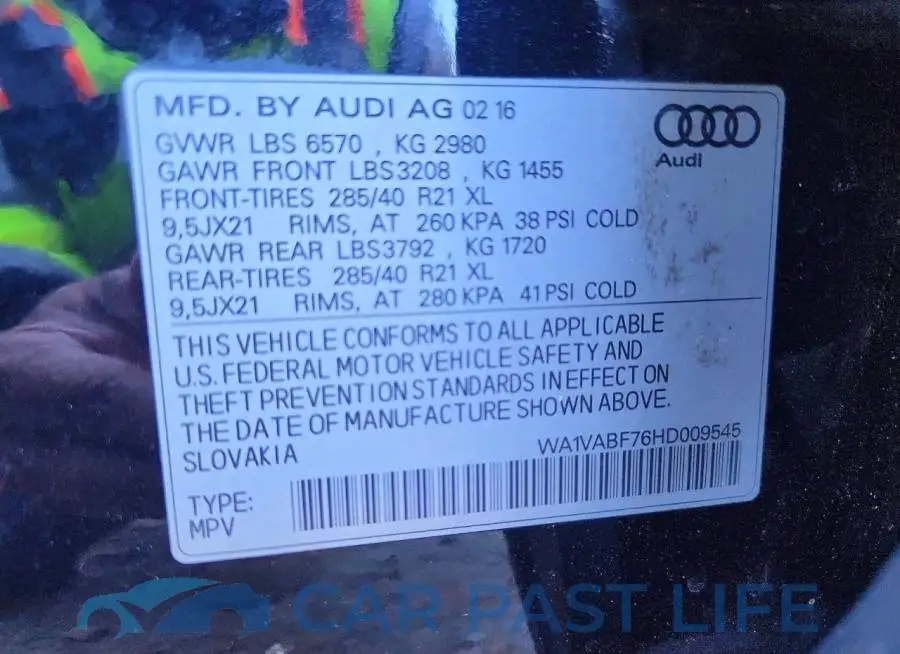WA1VABF76HD009545# 13