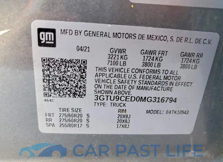 3GTU9CED0MG316794# 13