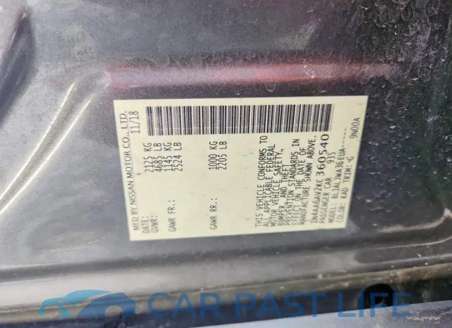 1N4AA6AV2KC360540# 12