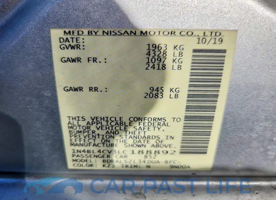1N4BL4CV3LC188892# 13