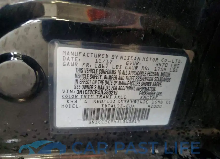 3N1CE2CP4JL360219# 12
