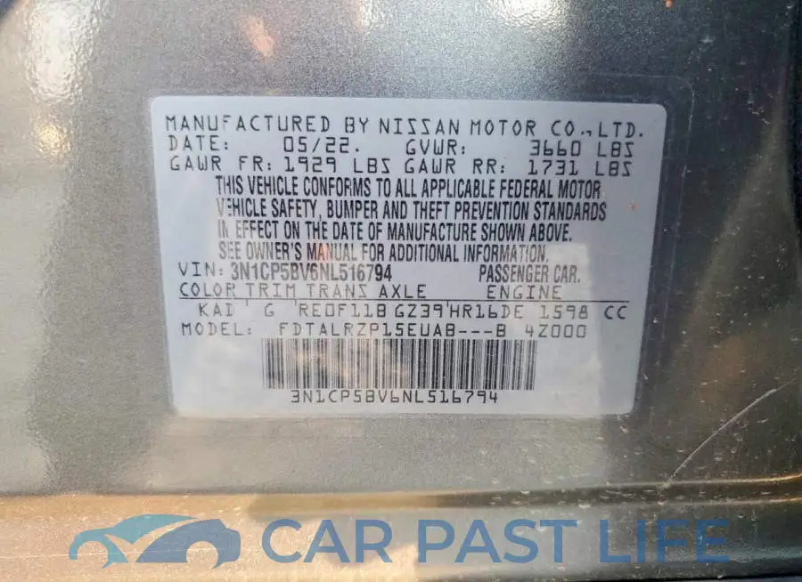 3N1CP5BV6NL516794# 12