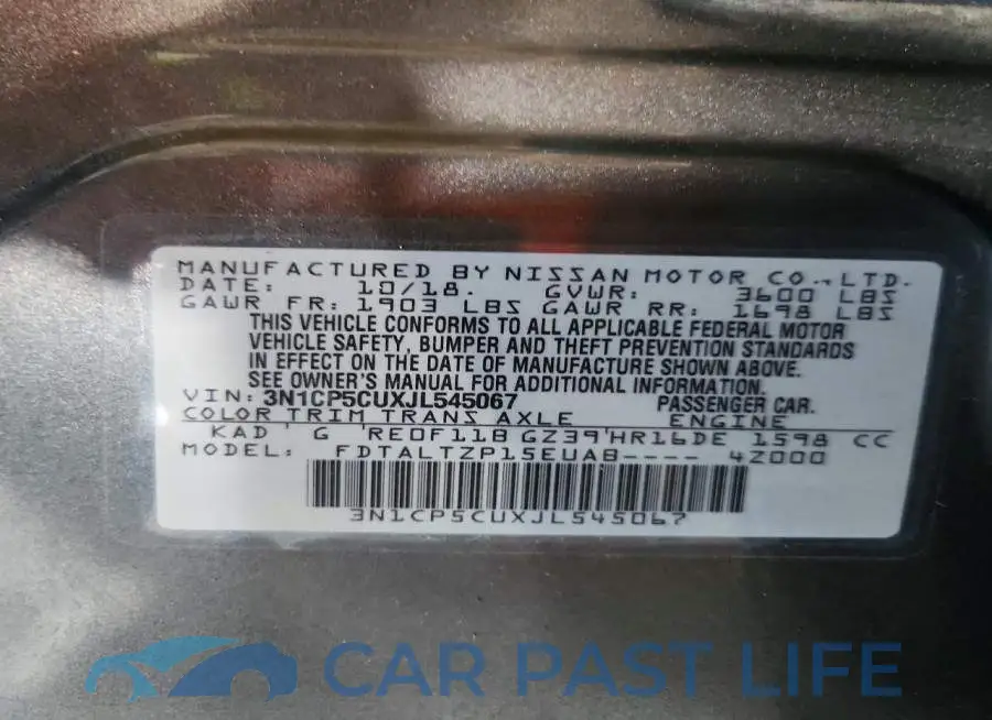 3N1CP5CUXJL545067# 12