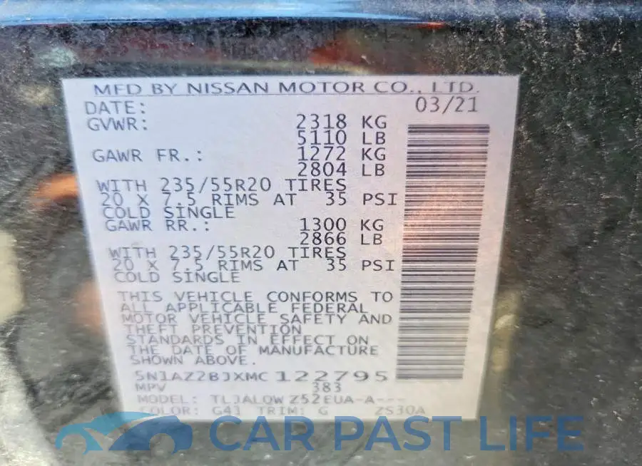 5N1AZ2BJXMC122795# 14