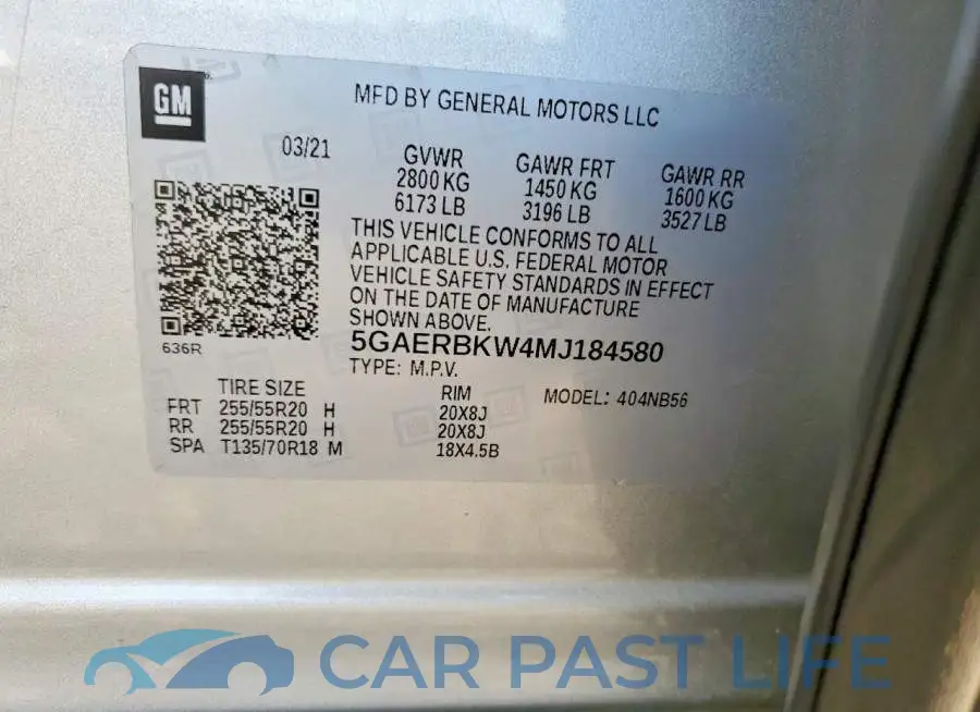 5GAERBKW4MJ184580# 13