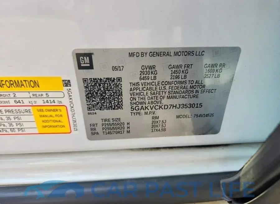 5GAKVCKD7HJ353015# 13
