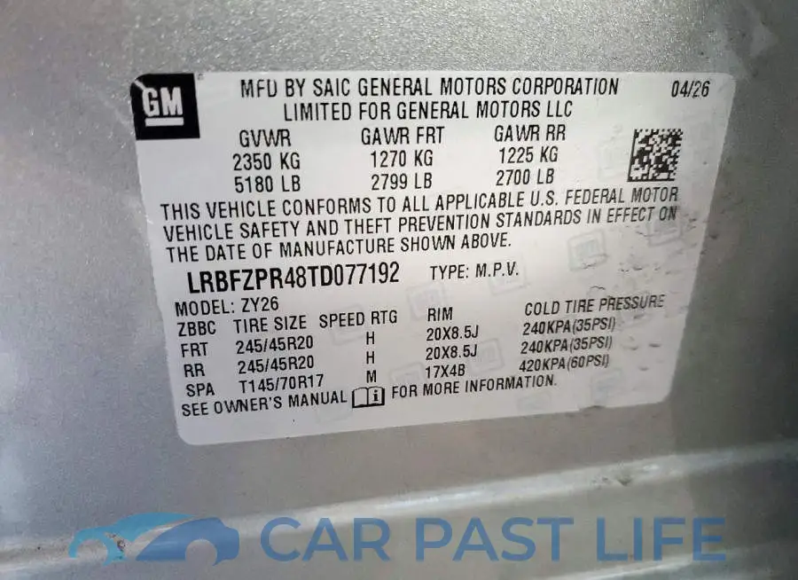 LRBFZPR48TD077192# 14