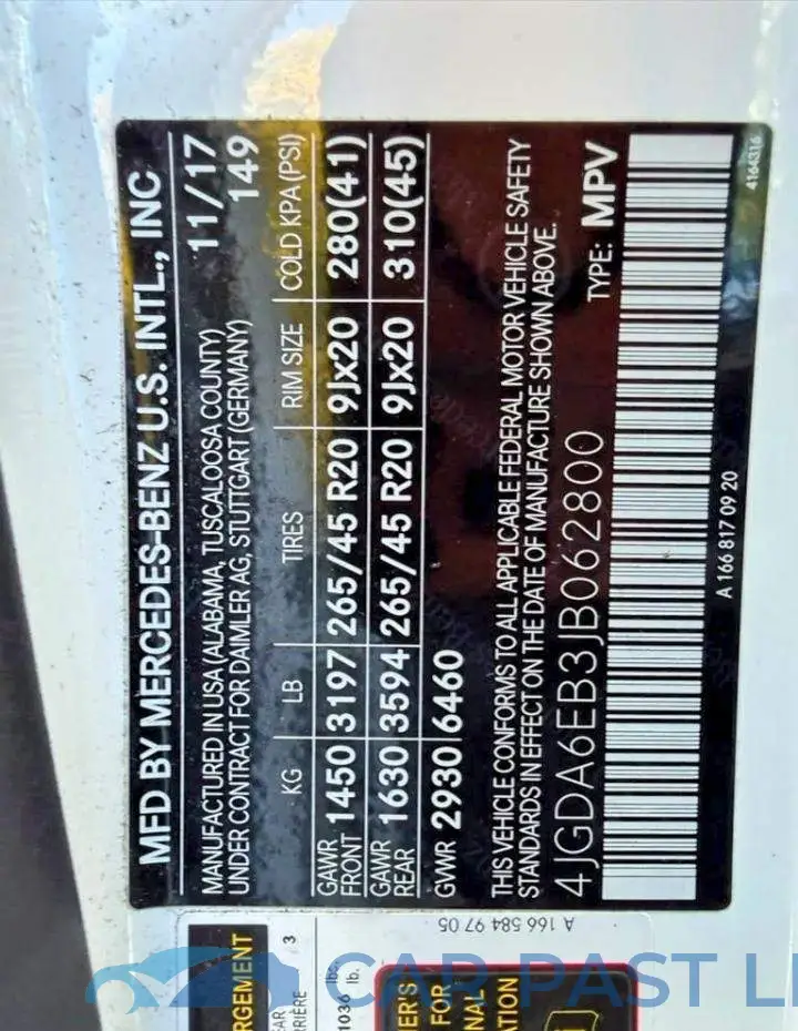 4JGDA6EB3JB062800# 14