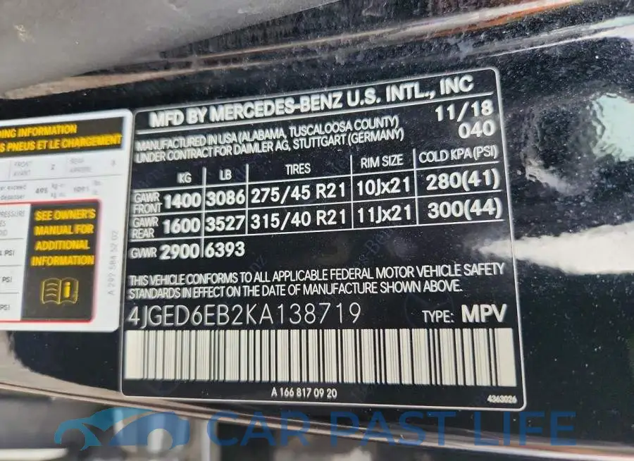 4JGED6EB2KA138719# 13