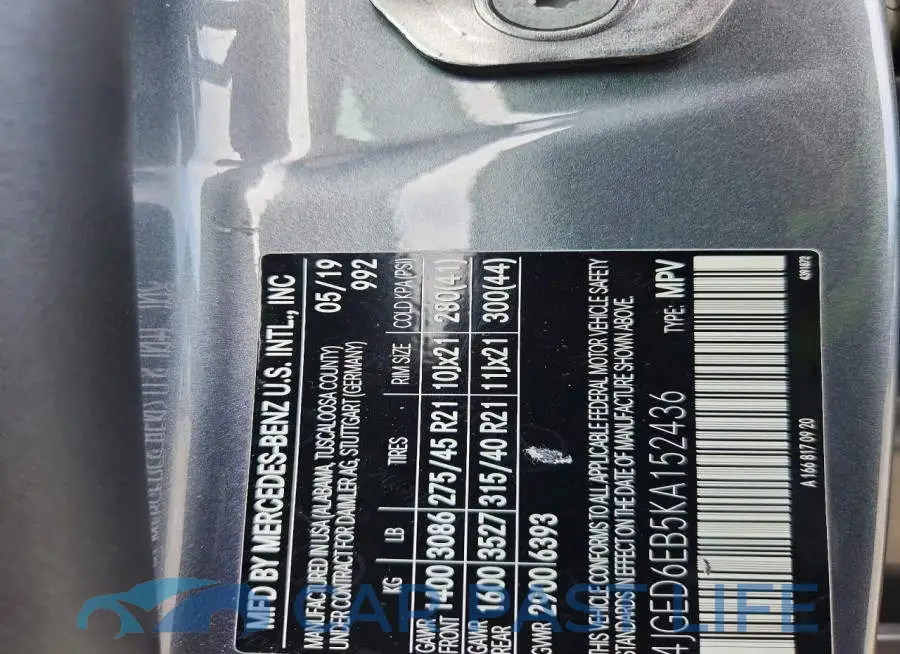 4JGED6EB5KA152436# 12