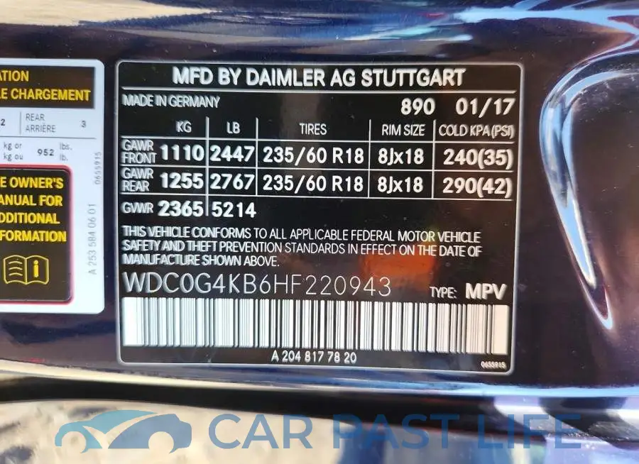 WDC0G4KB6HF220943# 14