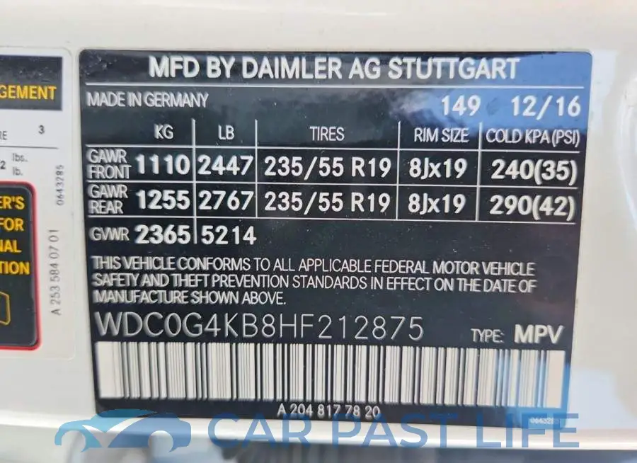 WDC0G4KB8HF212875# 13