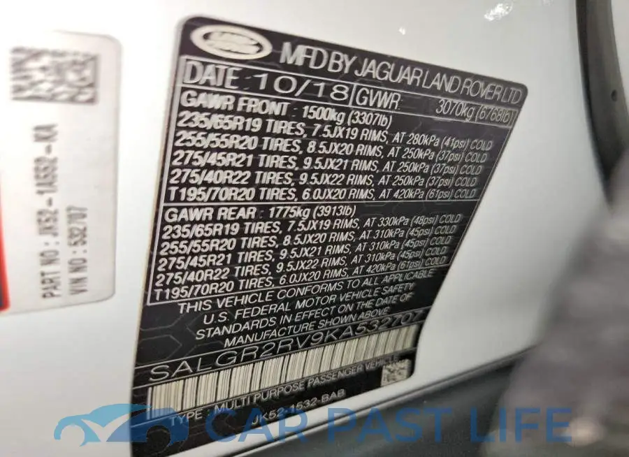 SALGR2RV9KA532707# 13