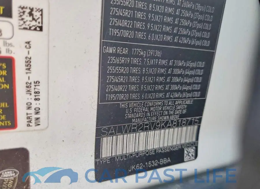 SALWR2RV9KA818715# 13