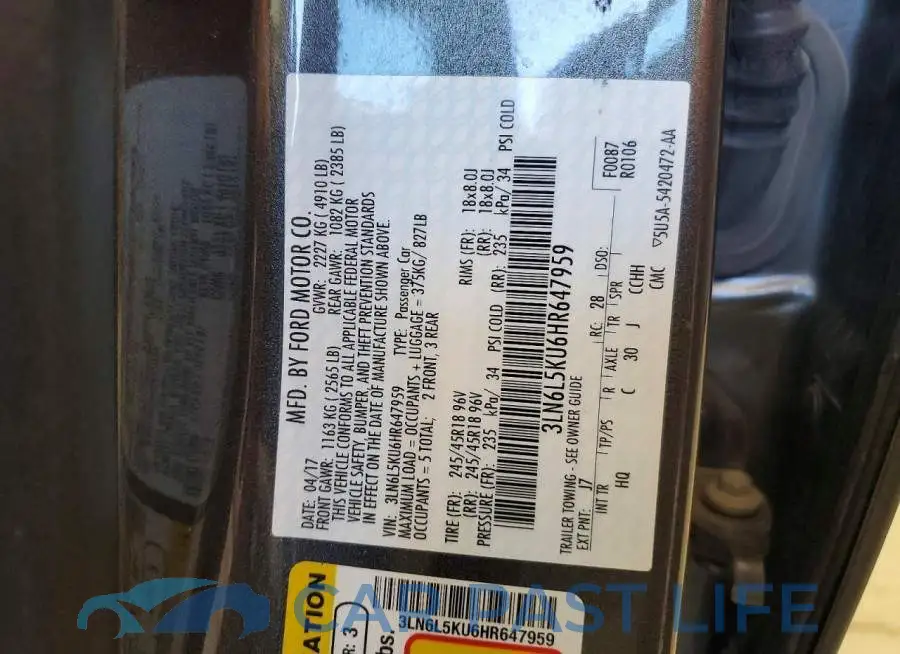 3LN6L5KU6HR647959# 12