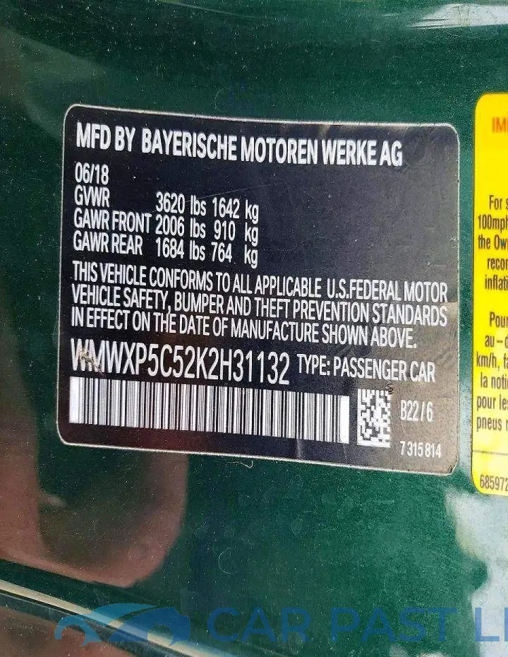 WMWXP5C52K2H31132# 12